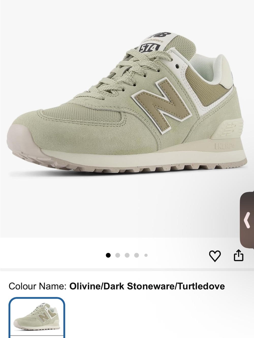 New Balance Olive and Turtledove 574 Low-Top Sneakersz